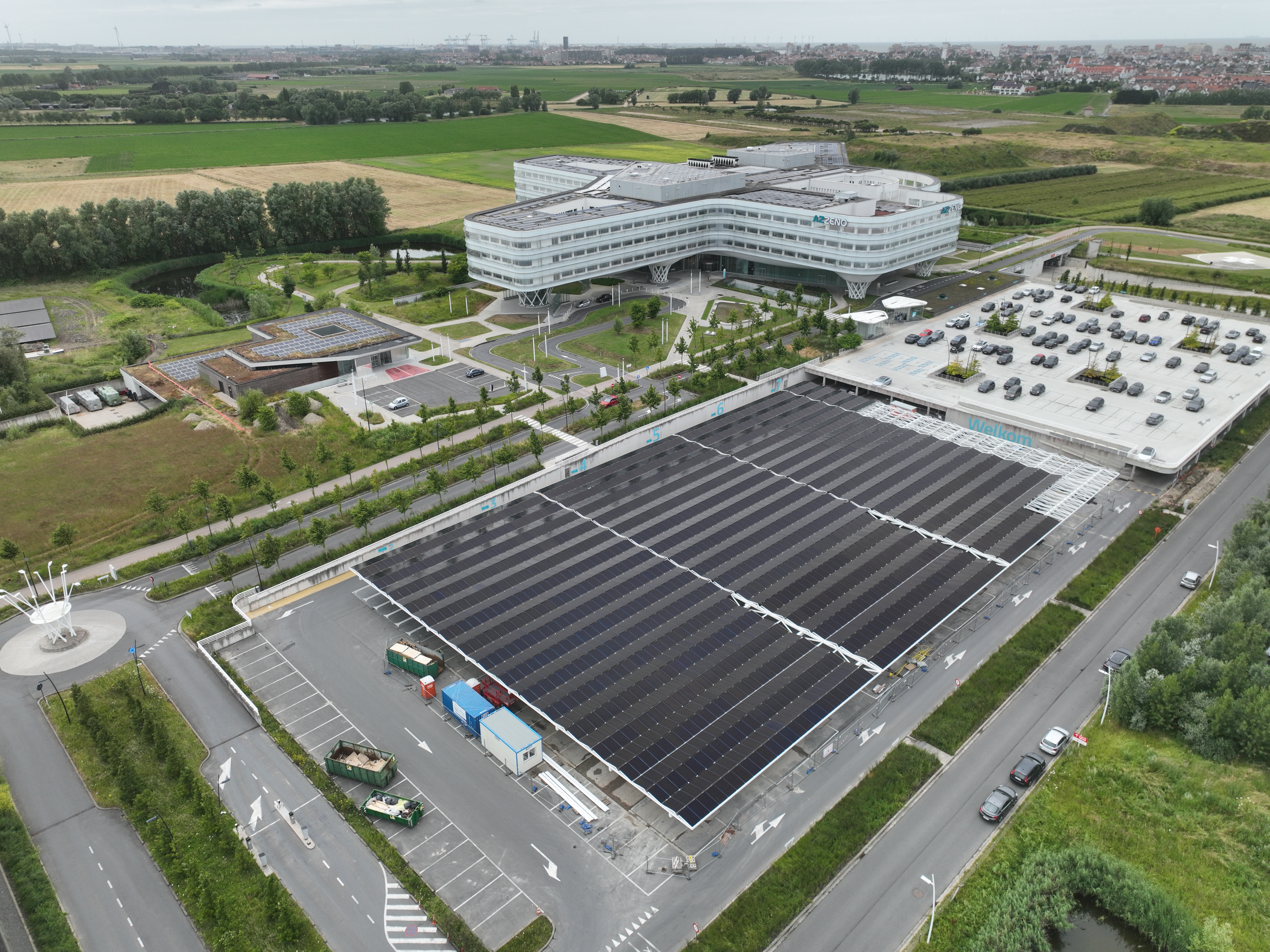 Industrial solar panels and energy infrastructure powering European factories