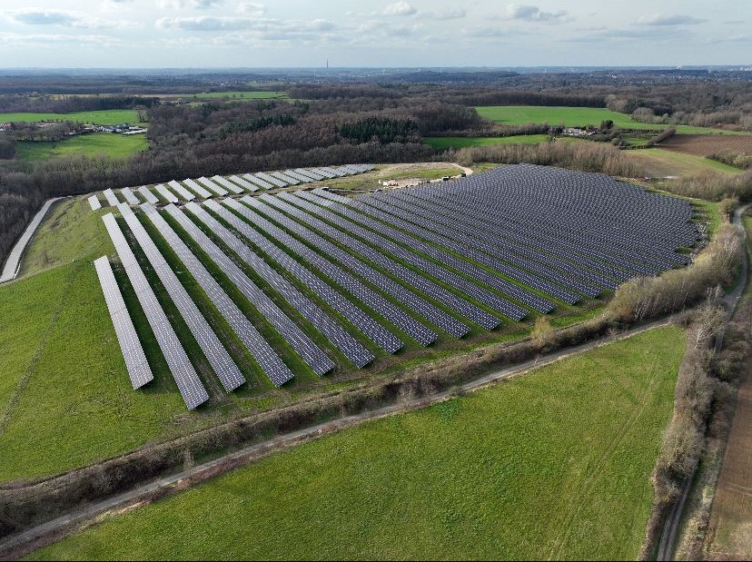 Industrial solar panels and energy infrastructure powering European factories