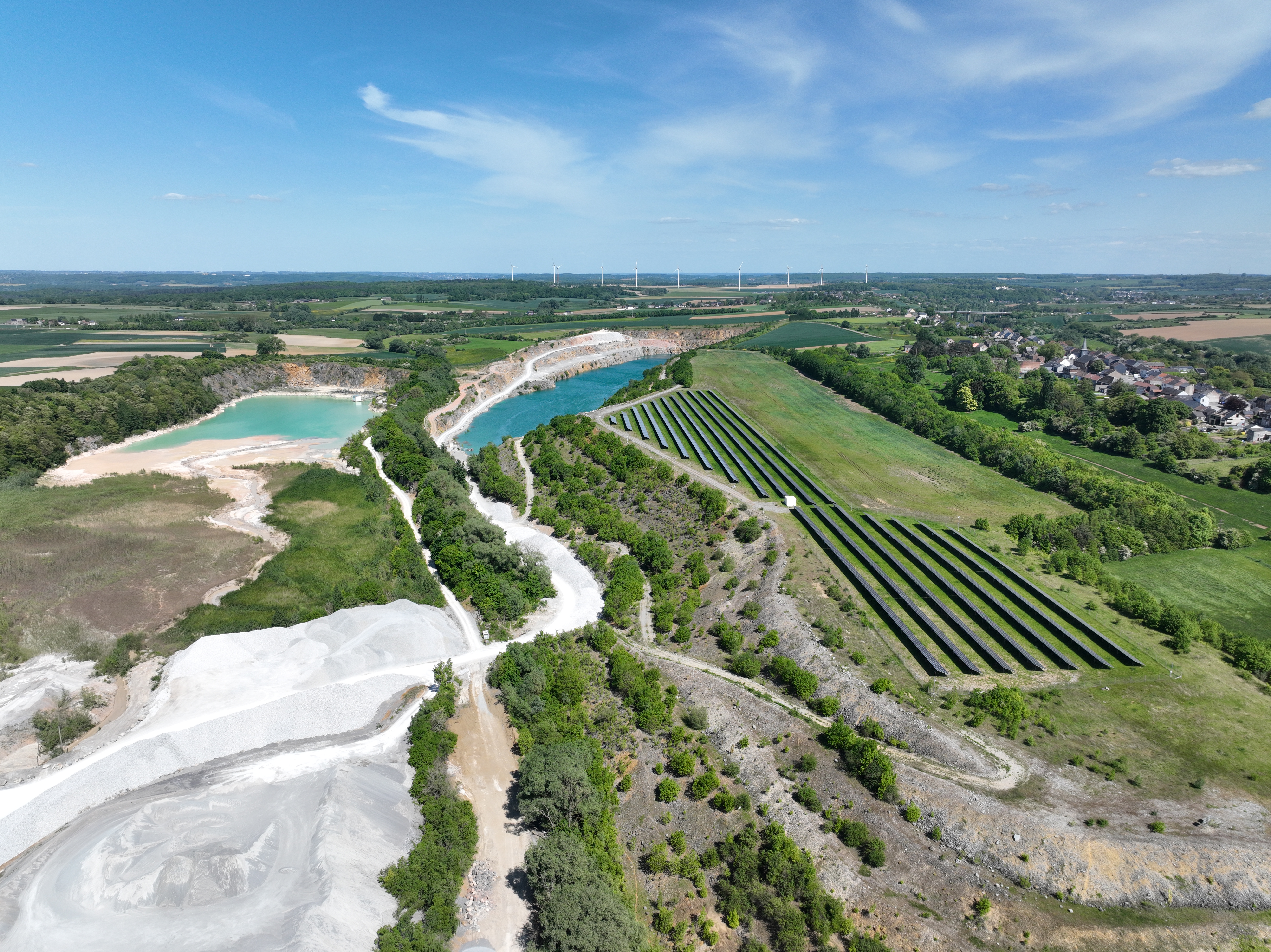 Industrial solar panels and energy infrastructure powering European factories